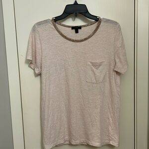 Metallic neckline t-shirt